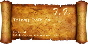Tolnay Ivána névjegykártya